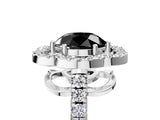 Silver Fancy Black Round Cut Diamond Floral Halo Split Shank Prong Setting Ring_35