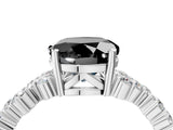 Silver Fancy Black Round Cut Diamond Scattered Round Accent Ring with Prong Setting_4