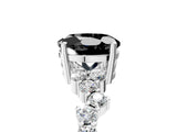 Silver Fancy Black Round Cut Diamond Scattered Round Accent Ring with Prong Setting_5