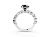 Silver Fancy Black Round Cut Diamond Side Stone Engagement Ring with Four-Prong Setting_21