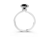 Silver Fancy Black Round Cut Diamond Solitaire Ring with Classic Band and Four-Prong Setting_9