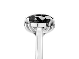 Silver Fancy Black Round Cut Diamond Solitaire Ring with Flower Prong Setting and Classic Band_17
