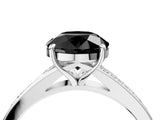 Silver Fancy Black Round Cut Diamond Solitaire Ring with Pavé Band and Prong Setting_16