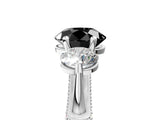 Silver Fancy Black Round Cut Diamond Three-Stone Ring with Prong Setting and Pavé Band_17