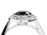 Silver Fancy Black Round Cut Halo Bezel Diamond Pave Band Ring_10