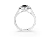 Silver Fancy Black Round Cut Halo Bezel Diamond Pave Band Ring_9
