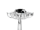 Silver Fancy Black Round Cut Halo Diamond Cluster Ring with Marquise and Round Stones on a White Gold Band with Prong Setting_11