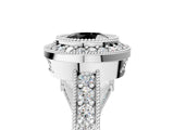 Silver Fancy Black Round Cut Halo Diamond Split Shank Pave Ring_11