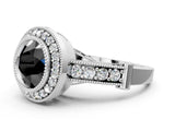 Silver Fancy Black Round Cut Halo Diamond Split Shank Pave Ring_6