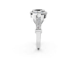 Silver Fancy Black Round Cut Halo Diamond Split Shank Pave Ring_8
