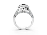 Silver Fancy Black Round Cut Halo Diamond Split Shank Pave Ring_9