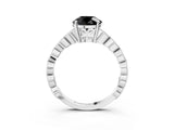 Silver Fancy Black Round Cut Solitaire Diamond Ring with Infinity Twist Band and Four-Prong Setting_39