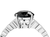 Silver Fancy Black Round Cut Solitaire Diamond Ring with Infinity Twist Band and Four-Prong Setting_40