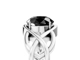 Silver Fancy Black Round Cut Solitaire Intertwined Band Prong Setting Ring_11
