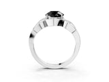Silver Fancy Black Round Cut Solitaire Intertwined Band Prong Setting Ring_9