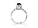 Silver Fancy Black Round Cut Solitaire Split Shank Pave Diamond Engagement Ring with Four-Prong Setting_135
