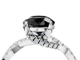 Silver Fancy Black Round Cut Solitaire Twist Pave Diamond Engagement Ring with Prong Setting_58