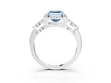 Silver Fancy Blue Asscher Cut Cut Halo Diamond Infinity Band with Four-Prong Setting_9