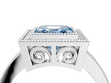 Silver Fancy Blue Asscher Cut Cut Halo Pavé Diamond Ring_16