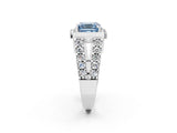 Silver Fancy Blue Asscher Cut Cut Halo Split Shank Prong Set Ring_8