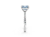 Silver Fancy Blue Asscher Cut Diamond Brilliant Solitaire Ring with Pavé Band and Four-Prong Setting_26