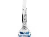 Silver Fancy Blue Asscher Cut Diamond Engagement Ring with Side Stone Accents and Four-Prong Setting_36