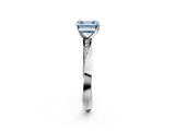 Silver Fancy Blue Asscher Cut Diamond Engagement Ring with Side Stone Accents and Four-Prong Setting_38