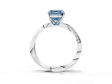 Silver Fancy Blue Asscher Cut Diamond Engagement Ring with Side Stone Accents and Four-Prong Setting_39