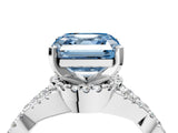 Silver Fancy Blue Asscher Cut Diamond  Halo Twist Band Solitaire Prong Setting Ring_16