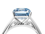 Silver Fancy Blue Asscher Cut Diamond Solitaire Engagement Ring with Cathedral Setting and Four-Prong Mount_16