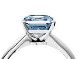 Silver Fancy Blue Asscher Cut Diamond Solitaire Engagement Ring with Classic Band and Four-Prong Setting_16