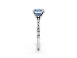Silver Fancy Blue Asscher Cut Diamond Solitaire Pavé Engagement Ring with Round Band and Prong Setting_2