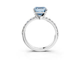 Silver Fancy Blue Asscher Cut Diamond Solitaire Pavé Engagement Ring with Round Band and Prong Setting_3