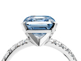 Silver Fancy Blue Asscher Cut Diamond Solitaire Pavé Engagement Ring with Round Band and Prong Setting_4