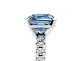 Silver Fancy Blue Asscher Cut Diamond Solitaire Pavé Engagement Ring with Round Band and Prong Setting_5