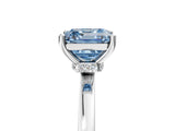 Silver Fancy Blue Asscher Cut Diamond Solitaire Ring with Classic Band and Four-Prong Setting_11