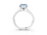 Silver Fancy Blue Asscher Cut Diamond Solitaire Ring with Pavé Band and Prong Setting_15