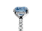 Silver Fancy Blue Asscher Cut Diamond Solitaire Ring with Round  Pavé Band and Four-Prong Setting_41
