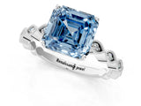 Silver Fancy Blue Asscher Cut Solitaire Diamond Ring with Infinity Twist Band and Four-Prong Setting_13
