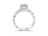 Silver Fancy Blue Asscher Cut Solitaire Diamond Ring with Infinity Twist Band and Four-Prong Setting_15