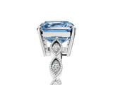 Silver Fancy Blue Asscher Cut Solitaire Diamond Ring with Infinity Twist Band and Four-Prong Setting_17