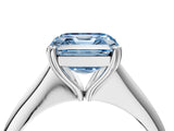 Silver Fancy Blue Asscher Cut Solitaire Diamond Ring with Six-Prong Setting and Classic Band_23