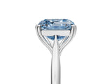 Silver Fancy Blue Asscher Cut Solitaire Diamond Ring with Six-Prong Setting and Classic Band_24
