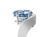 Silver Fancy Blue Asscher  Solitaire Diamond Engagement Ring with Pave Band and Four-Prong Setting 5