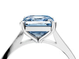 Silver Fancy Blue Asscher  Solitaire Diamond Ring with Four-Prong Setting and Tapered Band 4