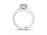 Silver Fancy Blue Asscher  Solitaire Diamond Ring with Split Shank and Four-Prong Setting_15