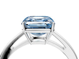 Silver Fancy Blue Asscher  Solitaire Diamond Ring with Split Shank and Four-Prong Setting_16