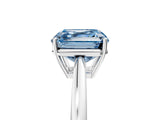Silver Fancy Blue Asscher  Solitaire Diamond Ring with Split Shank and Four-Prong Setting_17