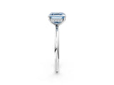 Silver Fancy Blue Asscher  Solitaire Diamond Ring with a Classic Band and Four-Prong Setting 2