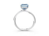 Silver Fancy Blue Asscher  Solitaire Diamond Ring with a Classic Band and Four-Prong Setting 3